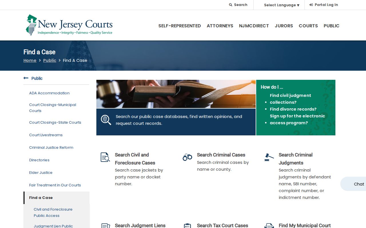 Mercer County criminal court case search routing on NJ Courts
