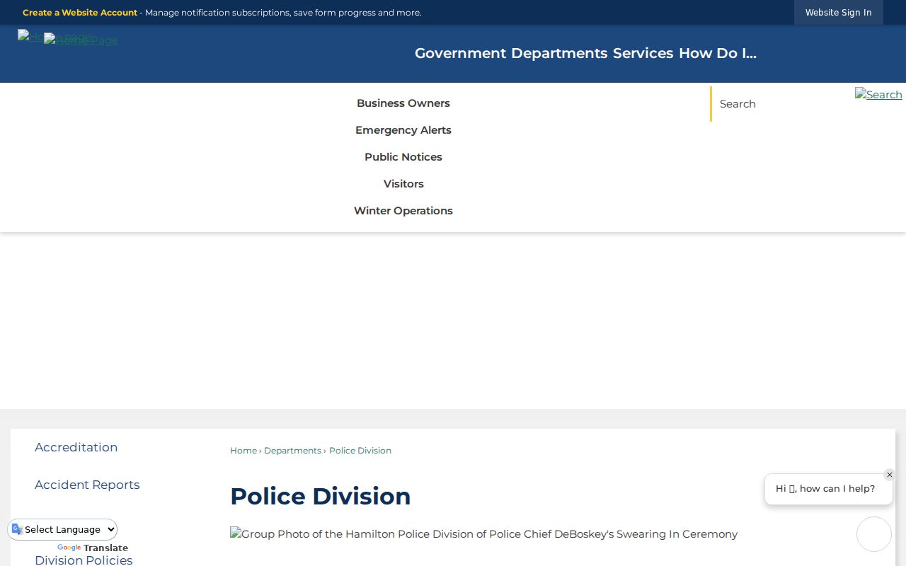Hamilton criminal history source on the Hamilton Police Division records page