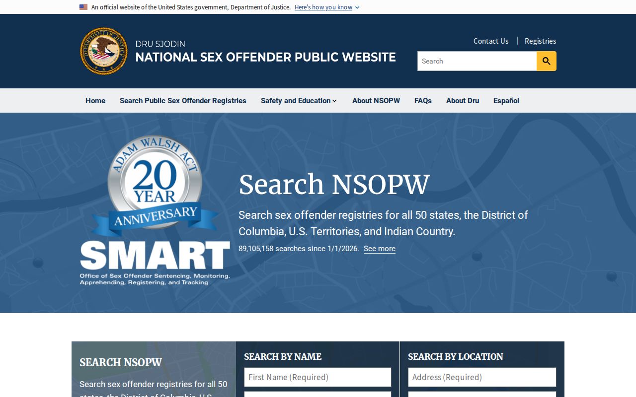 Mercer County sex offender check using the NSOPW national registry interface